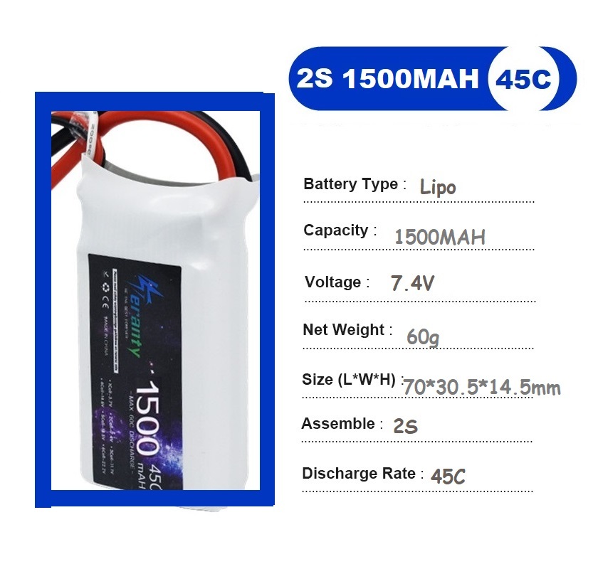 2 pièces 7.4V Lipo 2S batterie - Rc Hobby Helicopter avis et prix