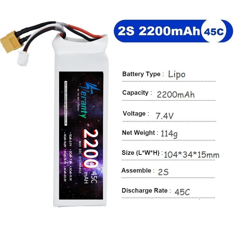2 pièces 7.4V Lipo 2S batterie - Rc Hobby Helicopter avis et prix